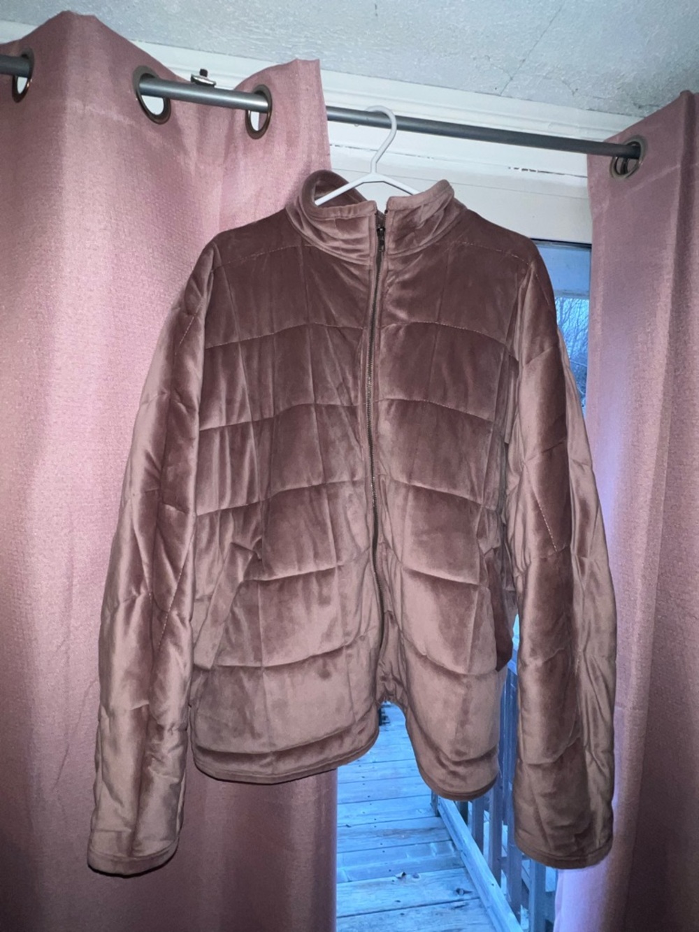 Fashion Nova Quilted Plush Bomber Jacket in Mauve Pink